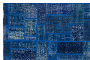 Blue Over Dyed Patchwork Unique Rug 3'11'' x 5'12'' ft 120 x 182 cm