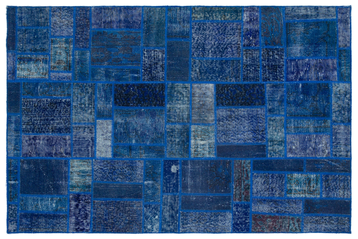 Blue Over Dyed Patchwork Unique Rug 3&#39;11&#39;&#39; x 5&#39;12&#39;&#39; ft 120 x 182 cm