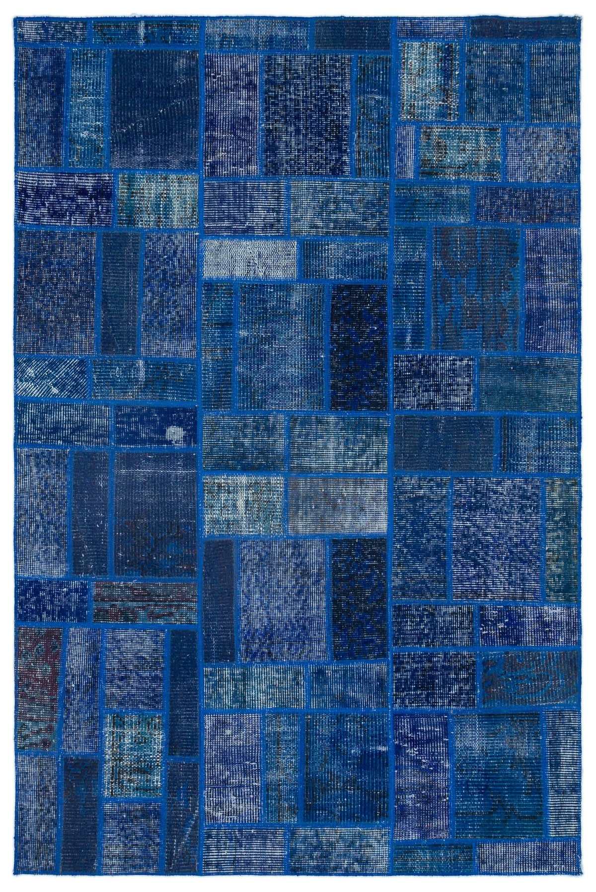 Blue Over Dyed Patchwork Unique Rug 3&#39;11&#39;&#39; x 5&#39;12&#39;&#39; ft 120 x 182 cm