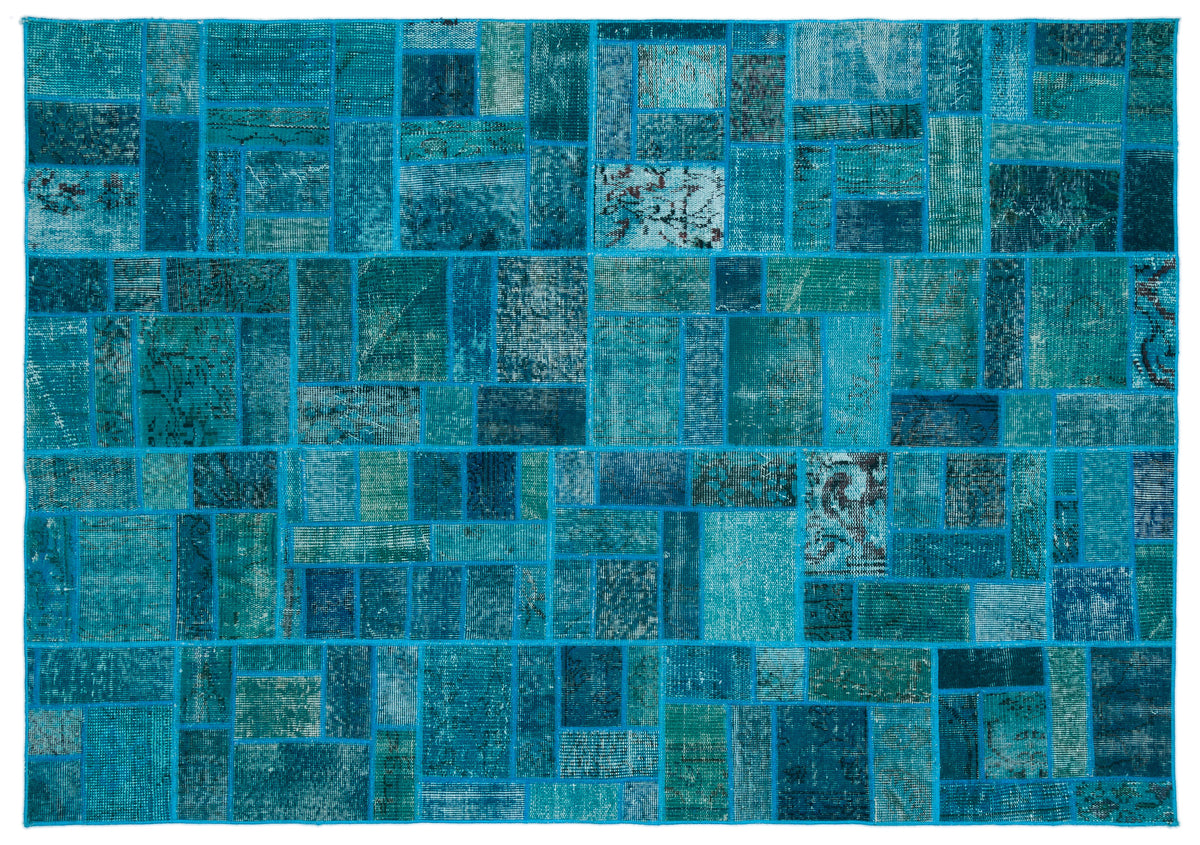 Turquoise  Over Dyed Patchwork Unique Rug 5&#39;3&#39;&#39; x 7&#39;7&#39;&#39; ft 160 x 230 cm