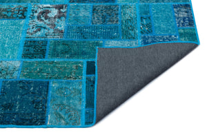 Turquoise  Over Dyed Patchwork Unique Rug 5'3'' x 7'7'' ft 160 x 230 cm