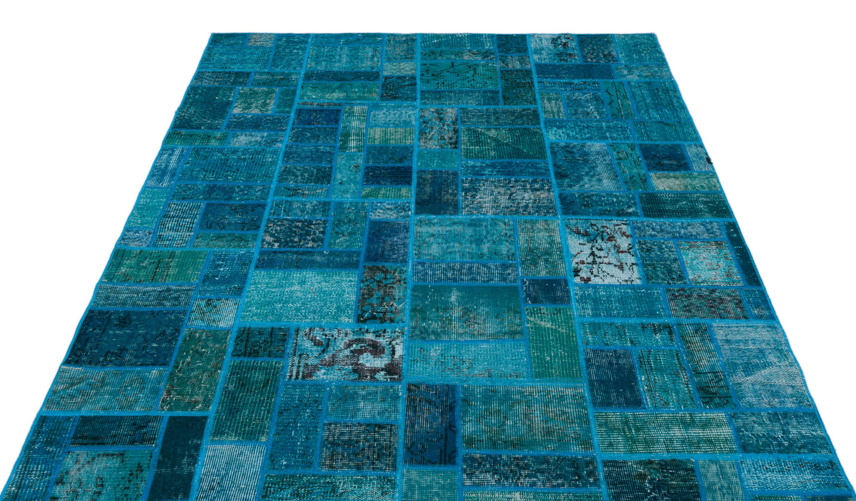 Turquoise  Over Dyed Patchwork Unique Rug 5&#39;3&#39;&#39; x 7&#39;7&#39;&#39; ft 160 x 230 cm