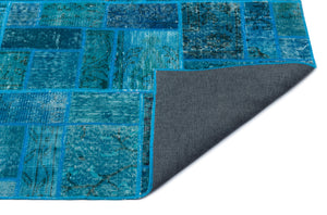 Turquoise  Over Dyed Patchwork Unique Rug 5'3'' x 7'7'' ft 160 x 230 cm