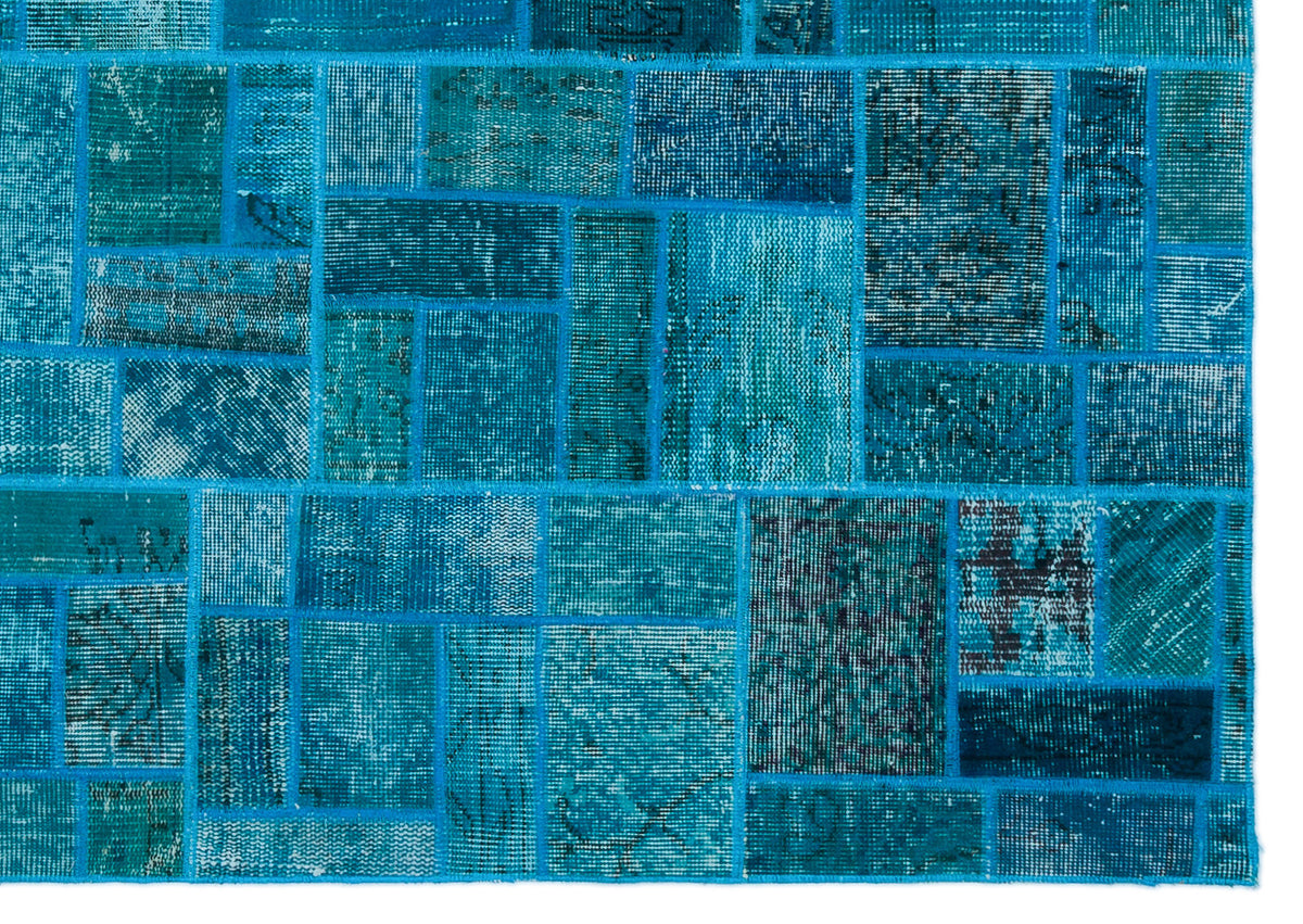 Turquoise  Over Dyed Patchwork Unique Rug 5&#39;3&#39;&#39; x 7&#39;7&#39;&#39; ft 160 x 230 cm