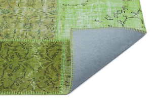 Green Over Dyed Patchwork Unique Rug 5'3'' x 7'7'' ft 160 x 230 cm