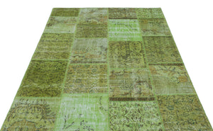 Green Over Dyed Patchwork Unique Rug 5'3'' x 7'7'' ft 160 x 230 cm