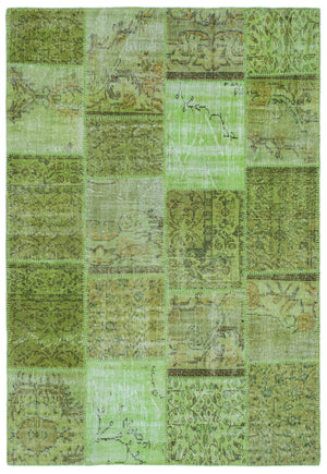 Green Over Dyed Patchwork Unique Rug 5'3'' x 7'7'' ft 160 x 230 cm