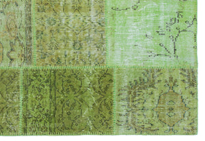 Green Over Dyed Patchwork Unique Rug 5'3'' x 7'7'' ft 160 x 230 cm