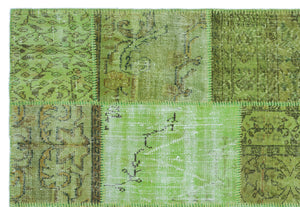 Green Over Dyed Patchwork Unique Rug 5'3'' x 7'7'' ft 160 x 230 cm