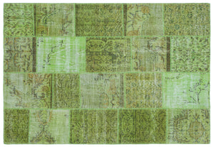 Green Over Dyed Patchwork Unique Rug 5'3'' x 7'7'' ft 160 x 230 cm