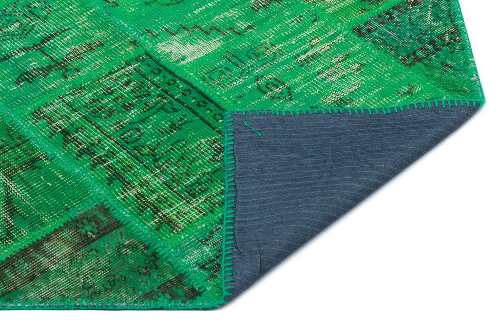 Green Over Dyed Patchwork Unique Rug 3'11'' x 5'11'' ft 120 x 180 cm