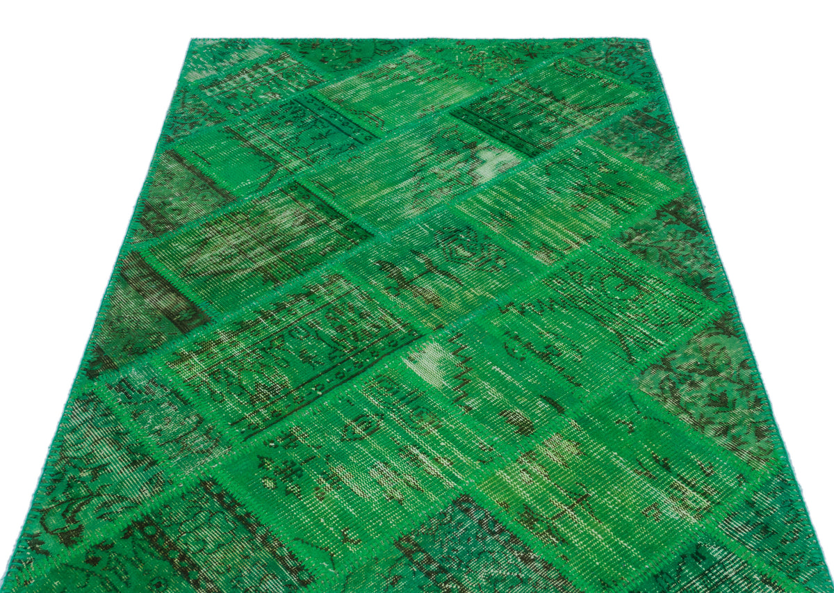Green Over Dyed Patchwork Unique Rug 3&#39;11&#39;&#39; x 5&#39;11&#39;&#39; ft 120 x 180 cm