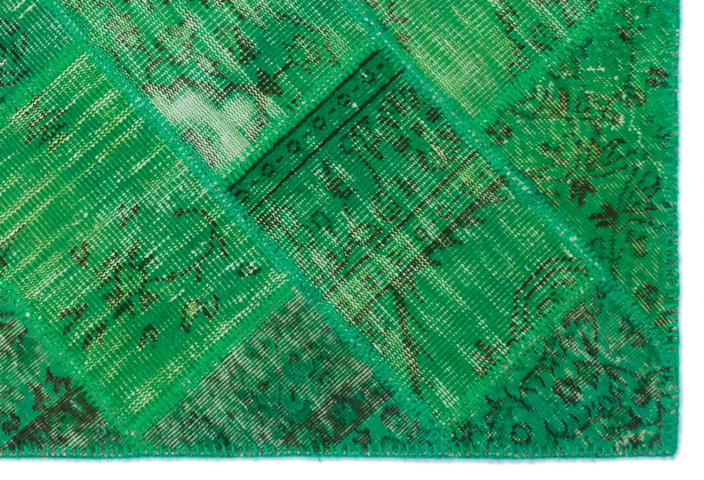 Green Over Dyed Patchwork Unique Rug 3'11'' x 5'11'' ft 120 x 180 cm