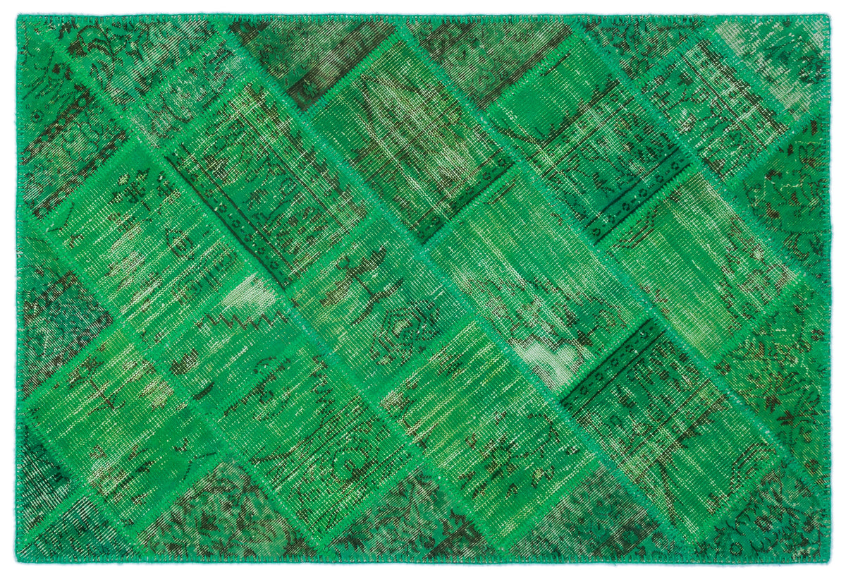 Green Over Dyed Patchwork Unique Rug 3&#39;11&#39;&#39; x 5&#39;11&#39;&#39; ft 120 x 180 cm