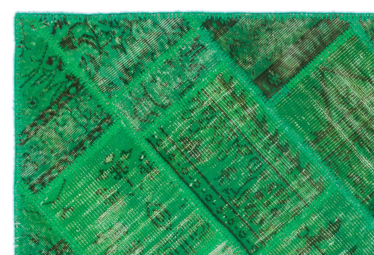 Green Over Dyed Patchwork Unique Rug 3'11'' x 5'11'' ft 120 x 180 cm