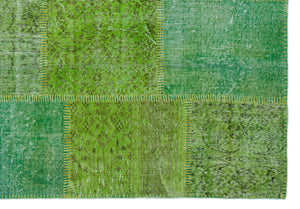 Green Over Dyed Patchwork Unique Rug 5'3'' x 7'7'' ft 160 x 230 cm