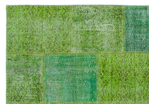 Green Over Dyed Patchwork Unique Rug 5'3'' x 7'7'' ft 160 x 230 cm