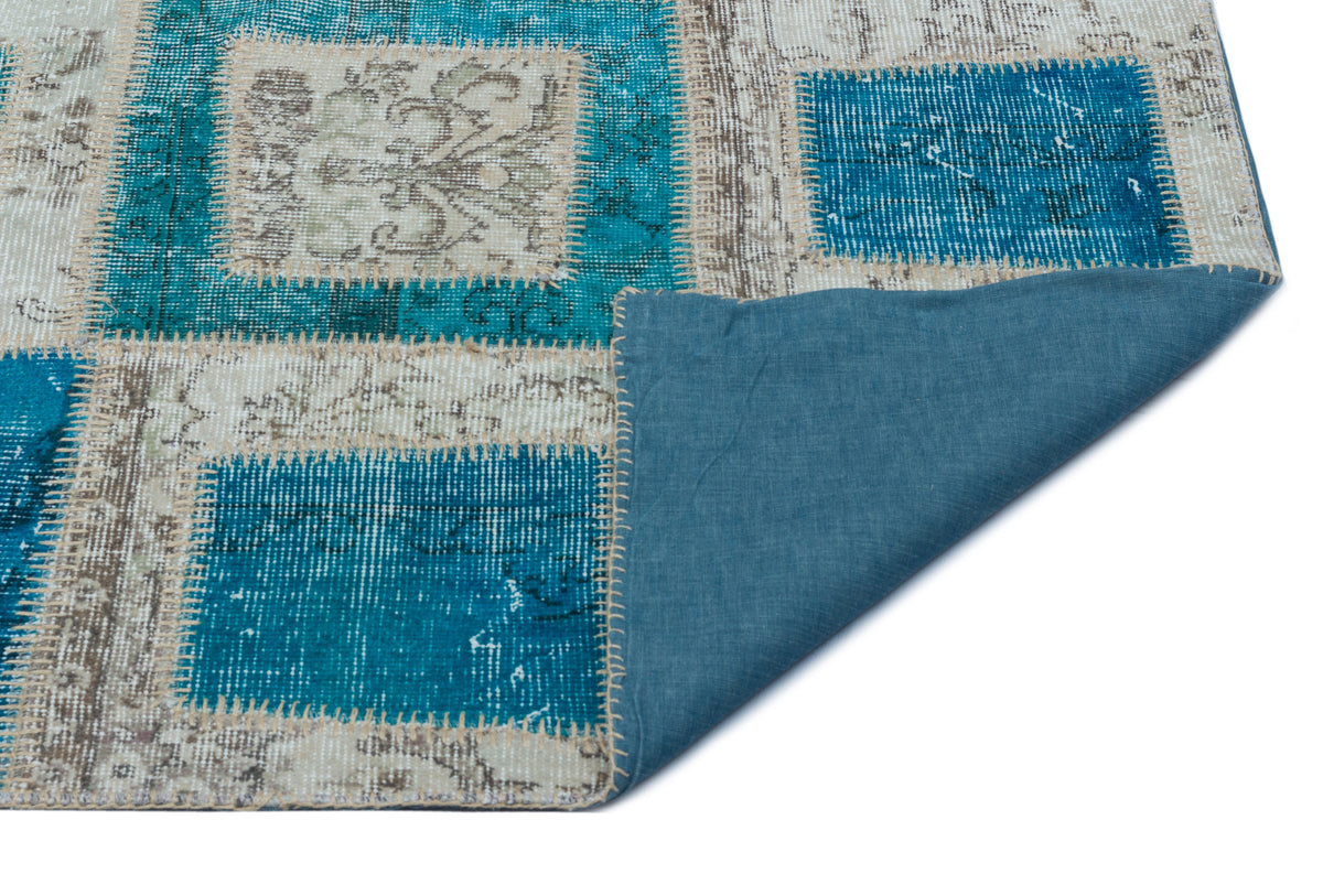 Turquoise  Over Dyed Patchwork Unique Rug 5&#39;3&#39;&#39; x 7&#39;10&#39;&#39; ft 160 x 238 cm