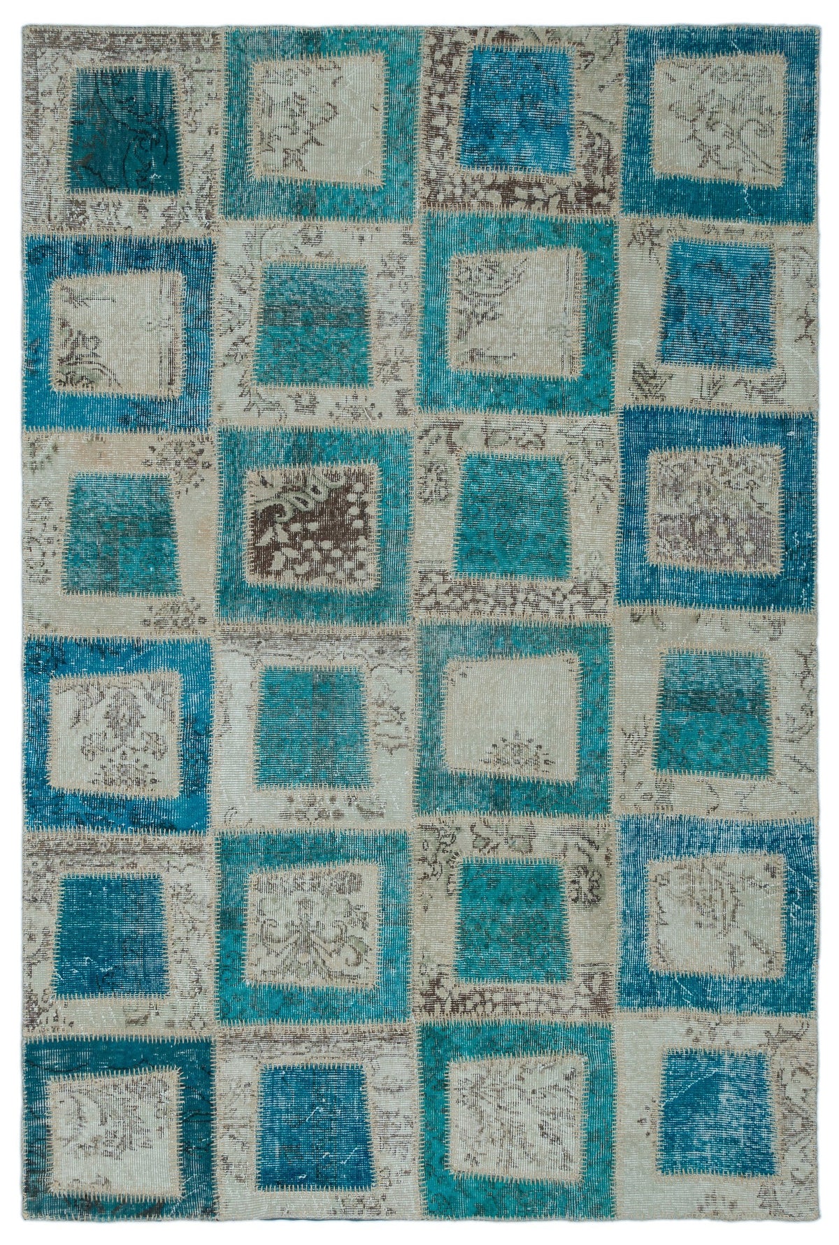 Turquoise  Over Dyed Patchwork Unique Rug 5&#39;3&#39;&#39; x 7&#39;10&#39;&#39; ft 160 x 238 cm