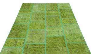 Green Over Dyed Patchwork Unique Rug 5'3'' x 7'7'' ft 160 x 230 cm