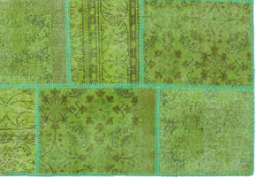 Green Over Dyed Patchwork Unique Rug 5'3'' x 7'7'' ft 160 x 230 cm