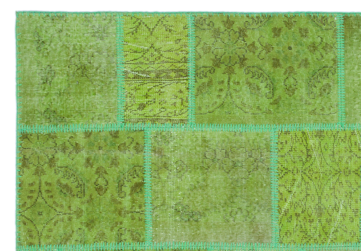 Green Over Dyed Patchwork Unique Rug 5&#39;3&#39;&#39; x 7&#39;7&#39;&#39; ft 160 x 230 cm