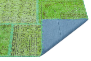 Green Over Dyed Patchwork Unique Rug 5'3'' x 7'7'' ft 160 x 230 cm