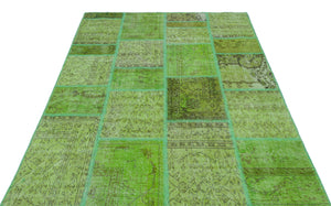 Green Over Dyed Patchwork Unique Rug 5'3'' x 7'7'' ft 160 x 230 cm