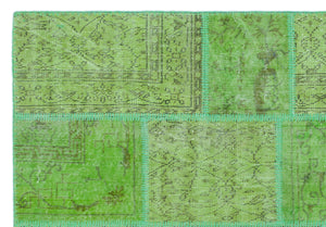 Green Over Dyed Patchwork Unique Rug 5'3'' x 7'7'' ft 160 x 230 cm