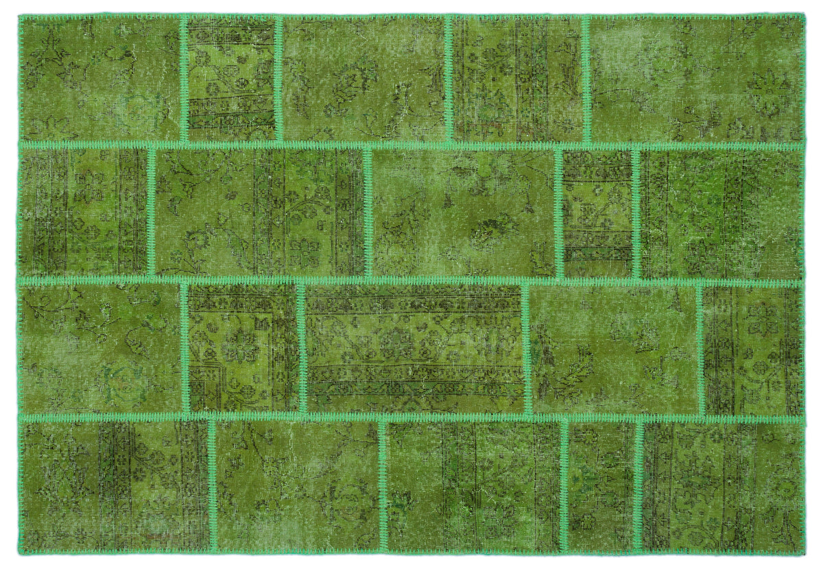 Green Over Dyed Patchwork Unique Rug 5&#39;3&#39;&#39; x 7&#39;7&#39;&#39; ft 160 x 230 cm