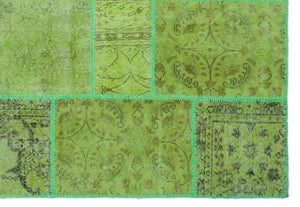 Green Over Dyed Patchwork Unique Rug 5'3'' x 7'7'' ft 160 x 230 cm