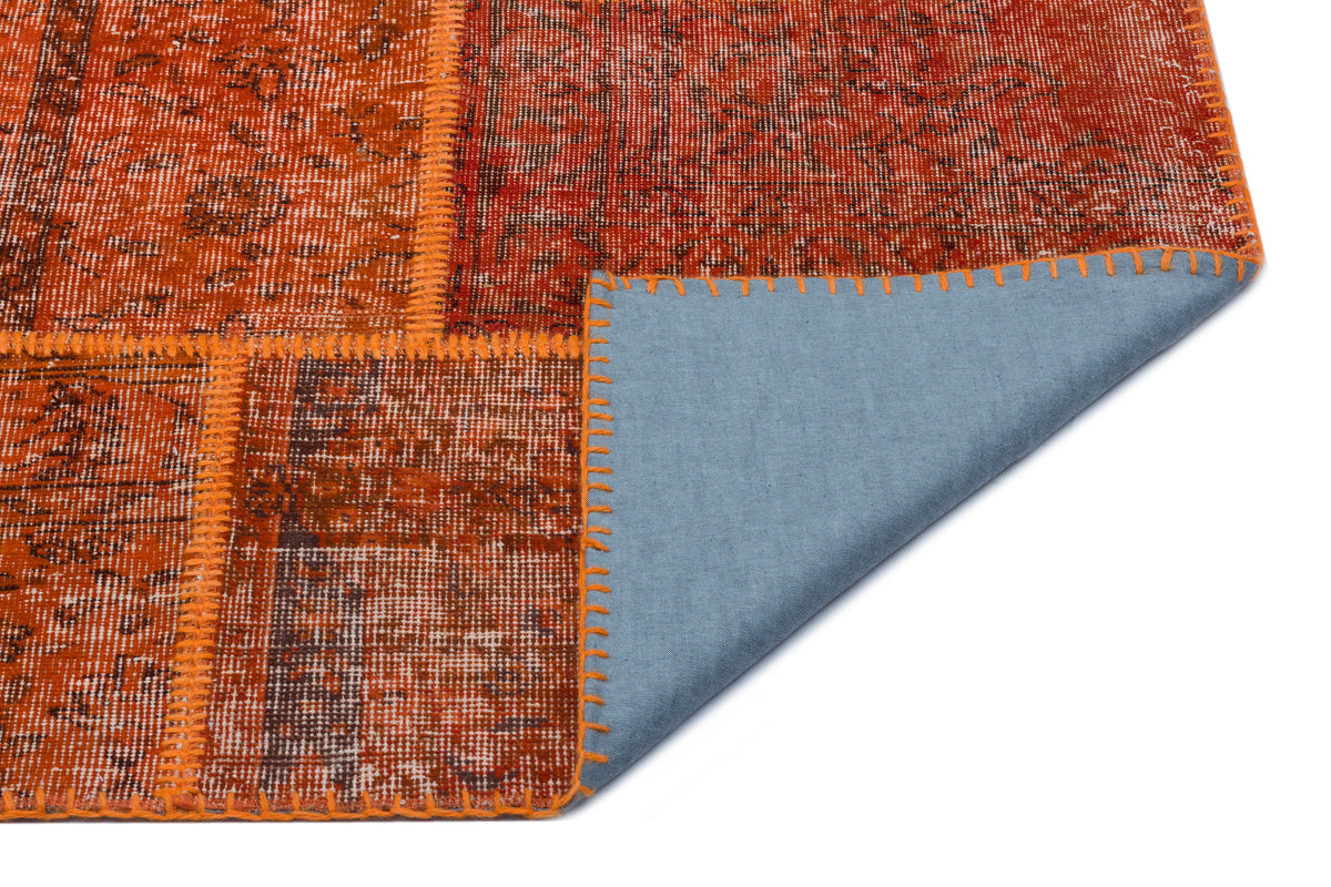 Orange Over Dyed Patchwork Unique Rug 5&#39;3&#39;&#39; x 7&#39;7&#39;&#39; ft 160 x 230 cm