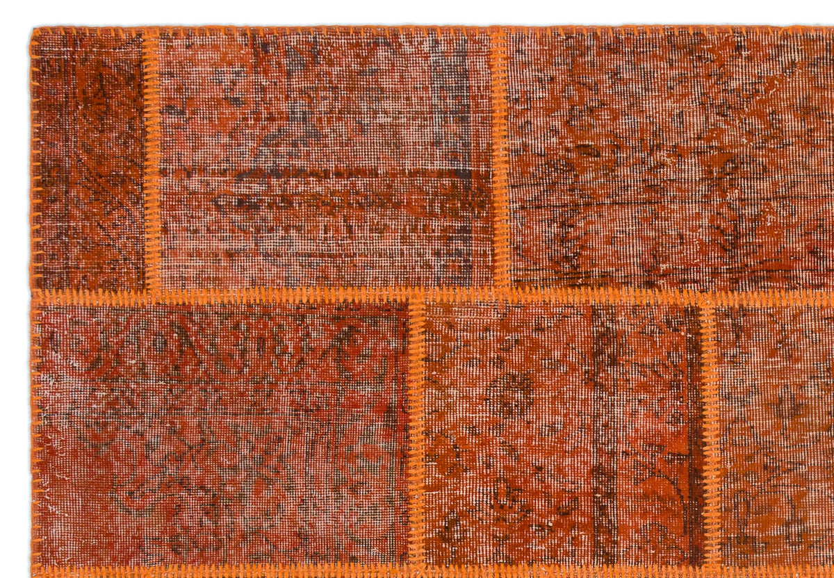 Orange Over Dyed Patchwork Unique Rug 5&#39;3&#39;&#39; x 7&#39;7&#39;&#39; ft 160 x 230 cm