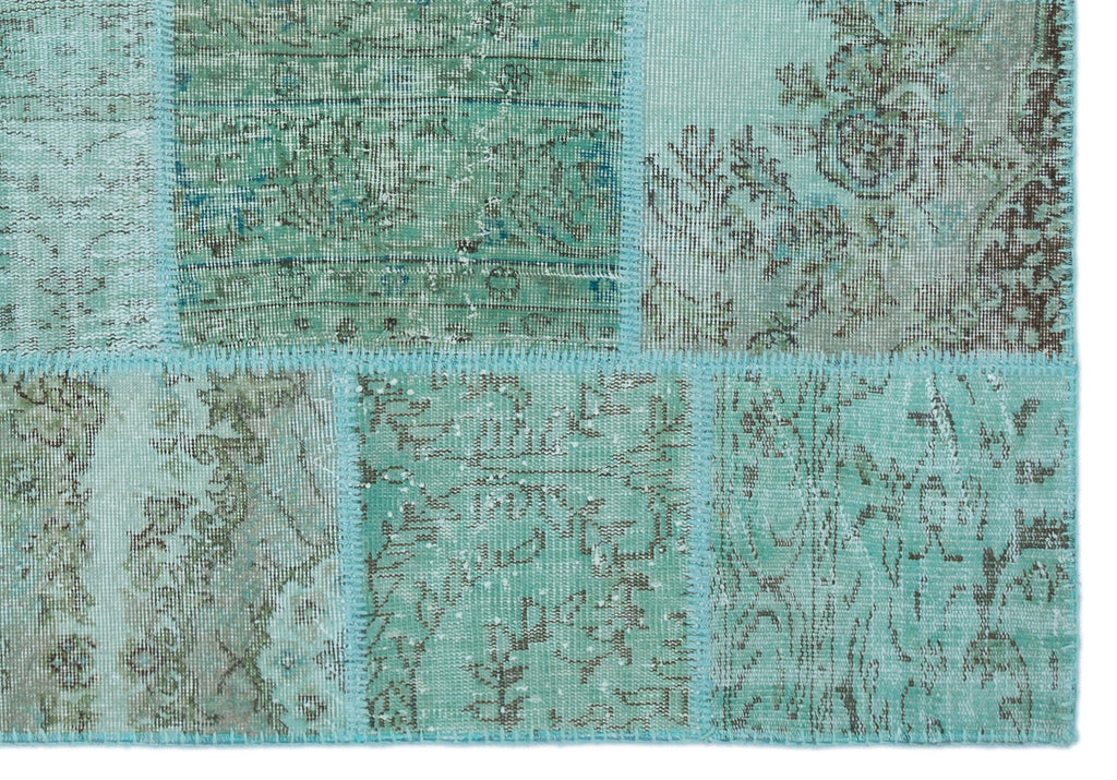 Turquoise  Over Dyed Patchwork Unique Rug 5'3'' x 7'7'' ft 160 x 230 cm