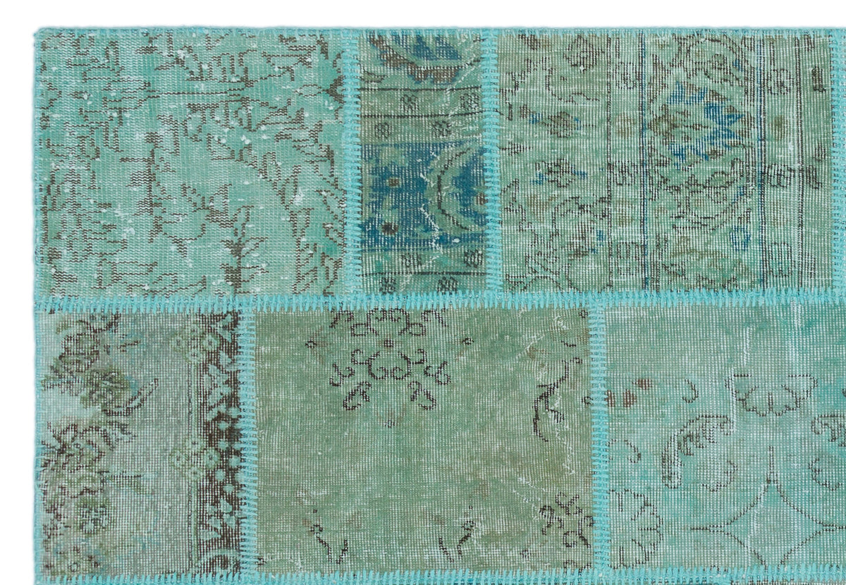 Turquoise  Over Dyed Patchwork Unique Rug 5&#39;3&#39;&#39; x 7&#39;7&#39;&#39; ft 160 x 230 cm