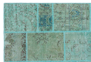 Turquoise  Over Dyed Patchwork Unique Rug 5'3'' x 7'7'' ft 160 x 230 cm