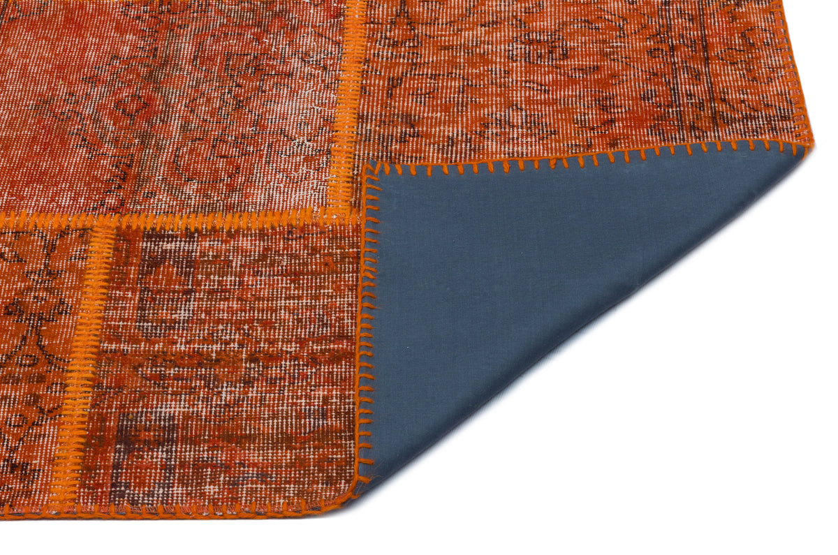 Orange Over Dyed Patchwork Unique Rug 5&#39;3&#39;&#39; x 7&#39;7&#39;&#39; ft 160 x 230 cm