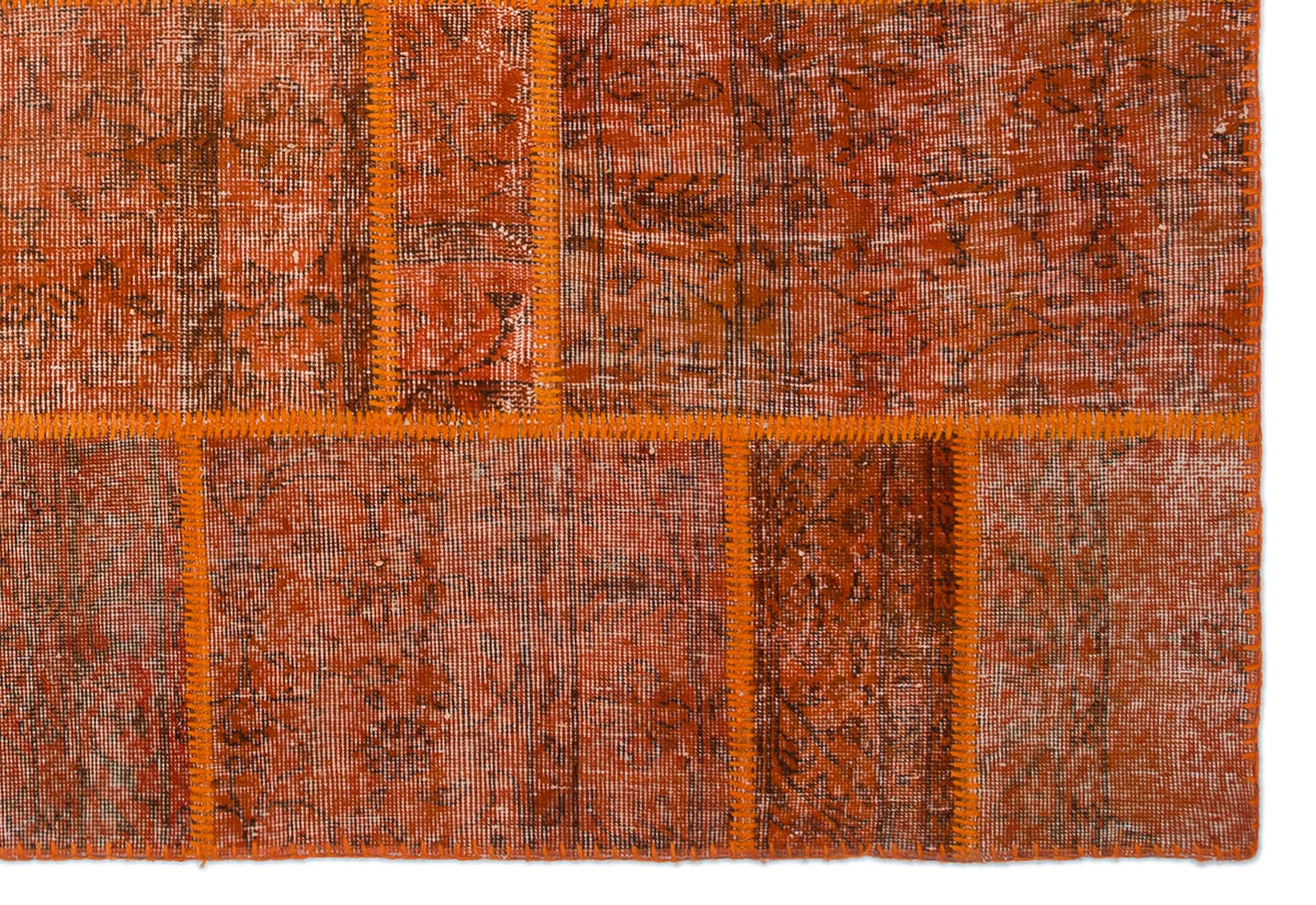 Orange Over Dyed Patchwork Unique Rug 5&#39;3&#39;&#39; x 7&#39;7&#39;&#39; ft 160 x 230 cm
