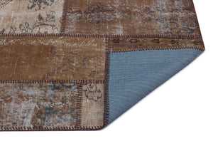 Brown Over Dyed Patchwork Unique Rug 2'7'' x 4'11'' ft 80 x 150 cm