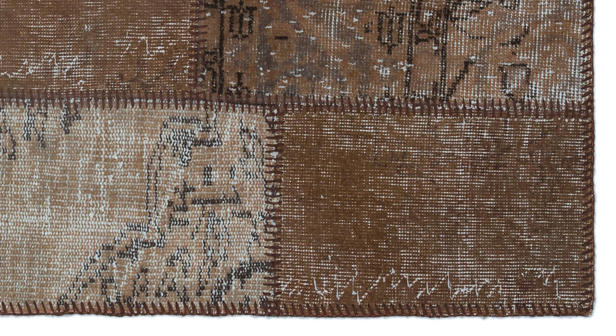 Brown Over Dyed Patchwork Unique Rug 2&#39;7&#39;&#39; x 4&#39;11&#39;&#39; ft 80 x 150 cm