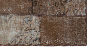 Brown Over Dyed Patchwork Unique Rug 2'7'' x 4'11'' ft 80 x 150 cm