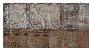 Brown Over Dyed Patchwork Unique Rug 2'7'' x 4'11'' ft 80 x 150 cm