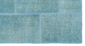 Blue Over Dyed Patchwork Unique Rug 2'7'' x 4'11'' ft 80 x 150 cm