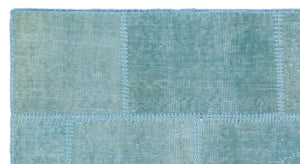 Blue Over Dyed Patchwork Unique Rug 2'7'' x 4'11'' ft 80 x 150 cm