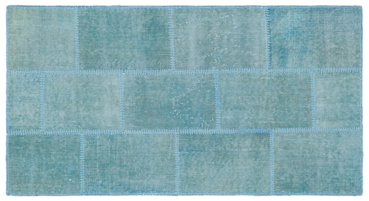 Blue Over Dyed Patchwork Unique Rug 2&#39;7&#39;&#39; x 4&#39;11&#39;&#39; ft 80 x 150 cm