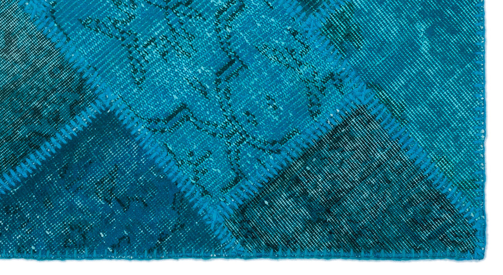Turquoise  Over Dyed Patchwork Unique Rug 2'7'' x 4'11'' ft 80 x 150 cm