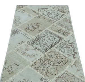 Beige Over Dyed Patchwork Unique Rug 2'7'' x 4'11'' ft 80 x 150 cm