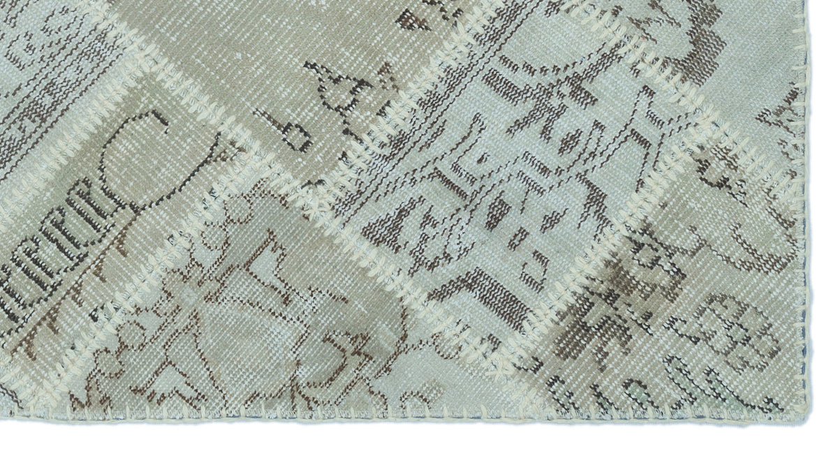 Beige Over Dyed Patchwork Unique Rug 2&#39;7&#39;&#39; x 4&#39;11&#39;&#39; ft 80 x 150 cm