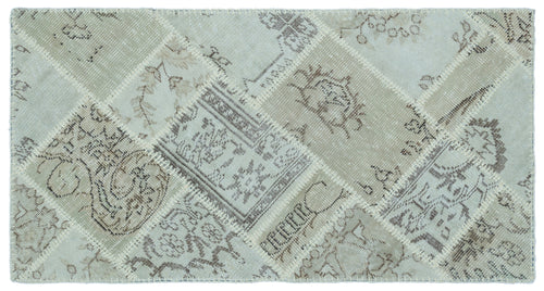 Beige Over Dyed Patchwork Unique Rug 2'7'' x 4'11'' ft 80 x 150 cm