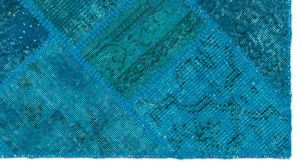 Turquoise  Over Dyed Patchwork Unique Rug 2'7'' x 4'11'' ft 80 x 150 cm